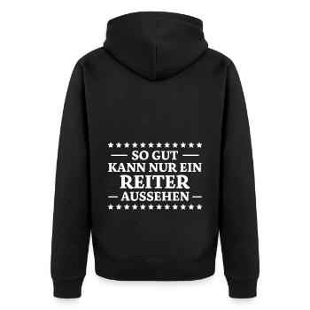 Reiter Spruch Reiten Pferdesport Reiter Geschenk - Unisex Premium Bio Zip Hoodie - Schwarz - Hinten - Nico (187cm)