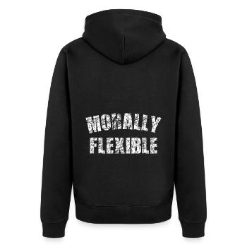 MORALLY FLEXIBLE - Unisex Premium Bio Zip Hoodie - Schwarz - Hinten - Nico (187cm)
