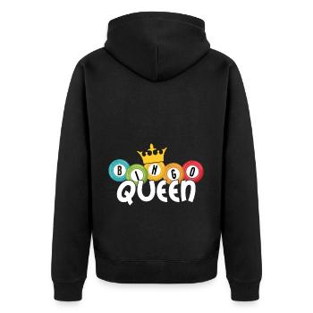 Bingo Queen Funny Lucky Gambling - Unisex Premium Bio Zip Hoodie - Schwarz - Hinten - Nico (187cm)