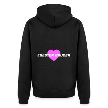 Bester Bruder Herz Liebe - Unisex Premium Bio Zip Hoodie - Schwarz - Hinten - Nico (187cm)