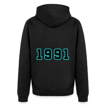 1991 Jahr Geburtstag - Unisex Premium Bio Zip Hoodie - Schwarz - Hinten - Nico (187cm)