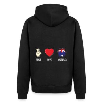 Australien Beuteltier Fahne Tiere - Unisex Premium Bio Zip Hoodie - Schwarz - Hinten - Nico (187cm)