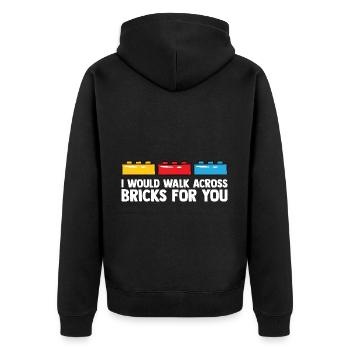 Brick Builder Brick Building Master Builder - Unisex Premium Organic Zip Hoodie - black - Back - Nico (187cm)