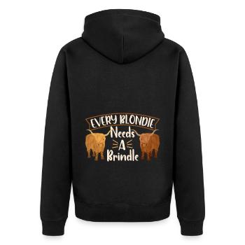 Scottish Highland Cattle Cow - Unisex Premium Bio Zip Hoodie - Schwarz - Hinten - Nico (187cm)
