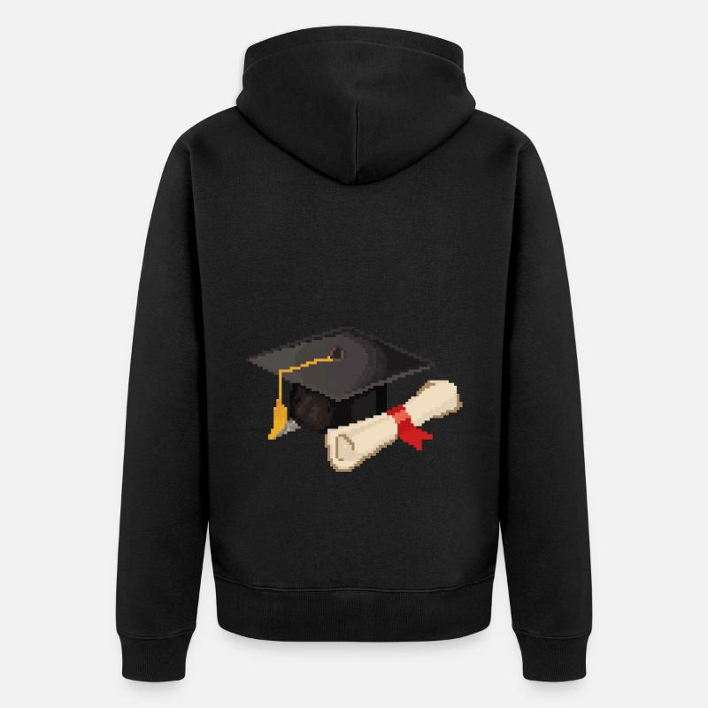 Retro Pixel Uni Abschluss - Unisex Premium Bio Zip Hoodie - Schwarz