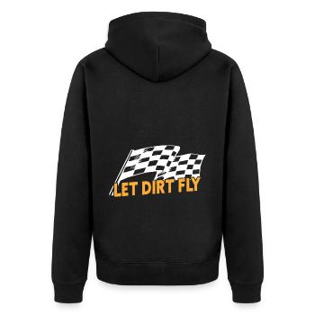 Let Dirt Fly Funny Dirt Track Racing - Unisex Premium Organic Zip Hoodie - black - Back - Nico (187cm)