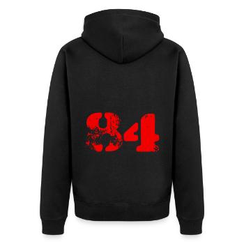 84 number symbol - Unisex Premium Organic Zip Hoodie - black - Back - Nico (187cm)