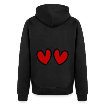 herzen Liebe Symbol - Unisex Premium Bio Zip Hoodie - Schwarz - Hinten - Nico (187cm)