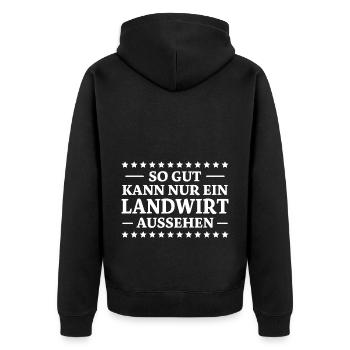 Landwirt Spruch Traktor Lustiges Landwirt Geschenk - Unisex Premium Bio Zip Hoodie - Schwarz - Hinten - Nico (187cm)