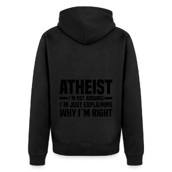 Atheismus - Unisex Premium Bio Zip Hoodie - Schwarz - Hinten - Nico (187cm)