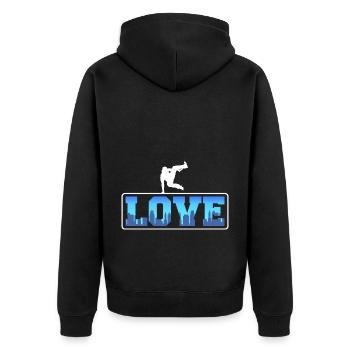 Parkour Freerunning Traceur - Unisex Premium Bio Zip Hoodie - Schwarz - Hinten - Nico (187cm)