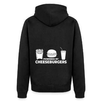 Cheeseburger Käse Sandwich Hamburger - Unisex Premium Bio Zip Hoodie - Schwarz - Hinten - Nico (187cm)