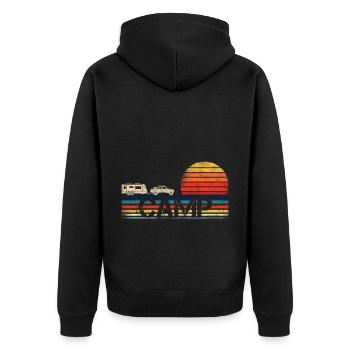 Camping Wohnmobil Vintage im Wohnwagen Caravan - Unisex Premium Bio Zip Hoodie - Schwarz - Hinten - Nico (187cm)