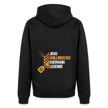 Grillmeister Jens - Unisex Premium Bio Zip Hoodie - Schwarz - Hinten - Nico (187cm)