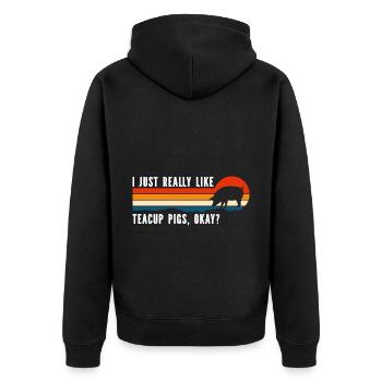 Teacup Pig Pig Minipig Piggy - Unisex Premium Organic Zip Hoodie - black - Back - Nico (187cm)