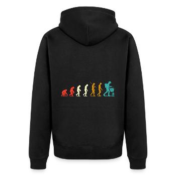 Evolution der Morcheln - Unisex Premium Bio Zip Hoodie - Schwarz - Hinten - Nico (187cm)