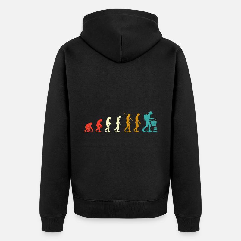 Evolution der Morcheln - Unisex Premium Bio Zip Hoodie - Schwarz