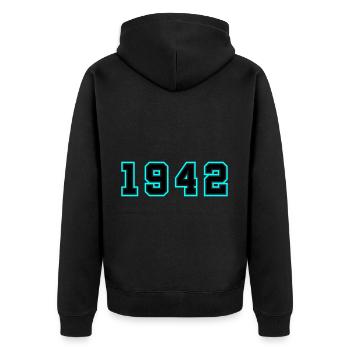 1942 Année Anniversaire - Veste à capuche bio Premium Unisexe - noir - Dos - Nico (187cm)