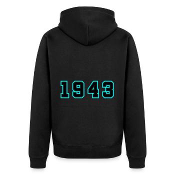 1943 Jahr Geburtstag - Unisex Premium Bio Zip Hoodie - Schwarz - Hinten - Nico (187cm)