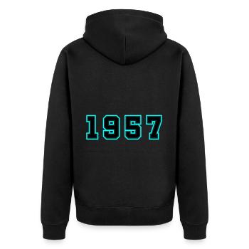 1957 Année Anniversaire - Veste à capuche bio Premium Unisexe - noir - Dos - Nico (187cm)