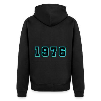 1976 Year Birthday - Unisex Premium Organic Zip Hoodie - black - Back - Nico (187cm)