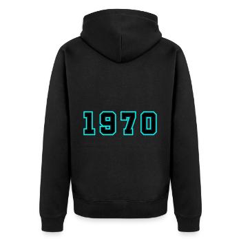1970 Année Anniversaire - Veste à capuche bio Premium Unisexe - noir - Dos - Nico (187cm)
