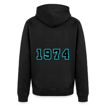 1974 Year Birthday - Unisex Premium Organic Zip Hoodie - black - Back - Nico (187cm)