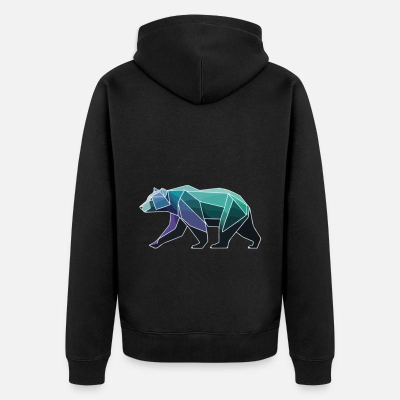 Bär Polygon - Unisex Premium Bio Zip Hoodie - Schwarz