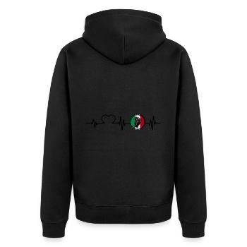 Italien Italiener Herzschlag Vaffanculo - Unisex Premium Bio Zip Hoodie - Schwarz - Hinten - Nico (187cm)