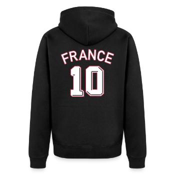 Maillot numéro 10 FRANCE - Veste à capuche bio Premium Unisexe - noir - Dos - Nico (187cm)