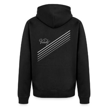 Vielsaitig - Unisex Premium Bio Zip Hoodie - Schwarz - Hinten - Nico (187cm)
