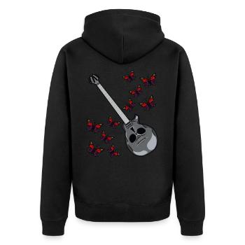 Electric guitar with skull and butterflies - Unisex Premium Organic Zip Hoodie - black - Back - Nico (187cm)