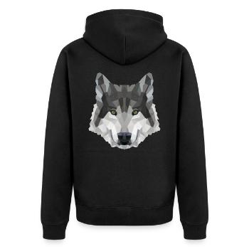 POLYGON WOLF WÖLFE HUSKY RUDEL HUND Rudel - Unisex Premium Bio Zip Hoodie - Schwarz - Hinten - Nico (187cm)
