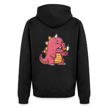 Drachen Drache Marshmallow - Unisex Premium Bio Zip Hoodie - Schwarz - Hinten - Nico (187cm)