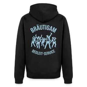 Bräutigam Begleit-Service (JGA Begleitservice / B) - Unisex Premium Bio Zip Hoodie - Schwarz - Hinten - Nico (187cm)