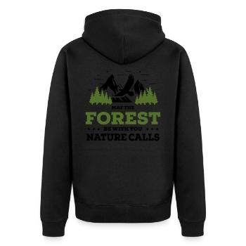 May The Forest Be With You Nature Calls bw - Unisex Premium Organic Zip Hoodie - black - Back - Nico (187cm)