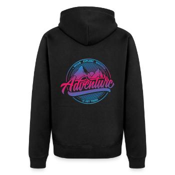 Dream Explore Discover Adventure Is Out There bp - Unisex Premium Organic Zip Hoodie - black - Back - Nico (187cm)