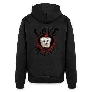 Maltese Dog Puppy Endless Love bw - Unisex Premium Bio Zip Hoodie - Schwarz - Hinten - Nico (187cm)