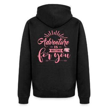 L’aventure vous attend pw - Veste à capuche bio Premium Unisexe - noir - Dos - Nico (187cm)
