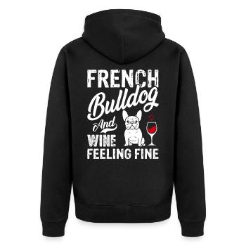 French Bulldog And Wine Feeling Fine - Unisex Premium Organic Zip Hoodie - black - Back - Nico (187cm)