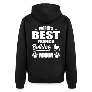 World's Best French Bulldog Mom - Unisex Premium Bio Zip Hoodie - Schwarz - Hinten - Nico (187cm)