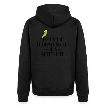 Here's The Ultimate Secret To A Better Life - Unisex Premium Organic Zip Hoodie - black - Back - Nico (187cm)