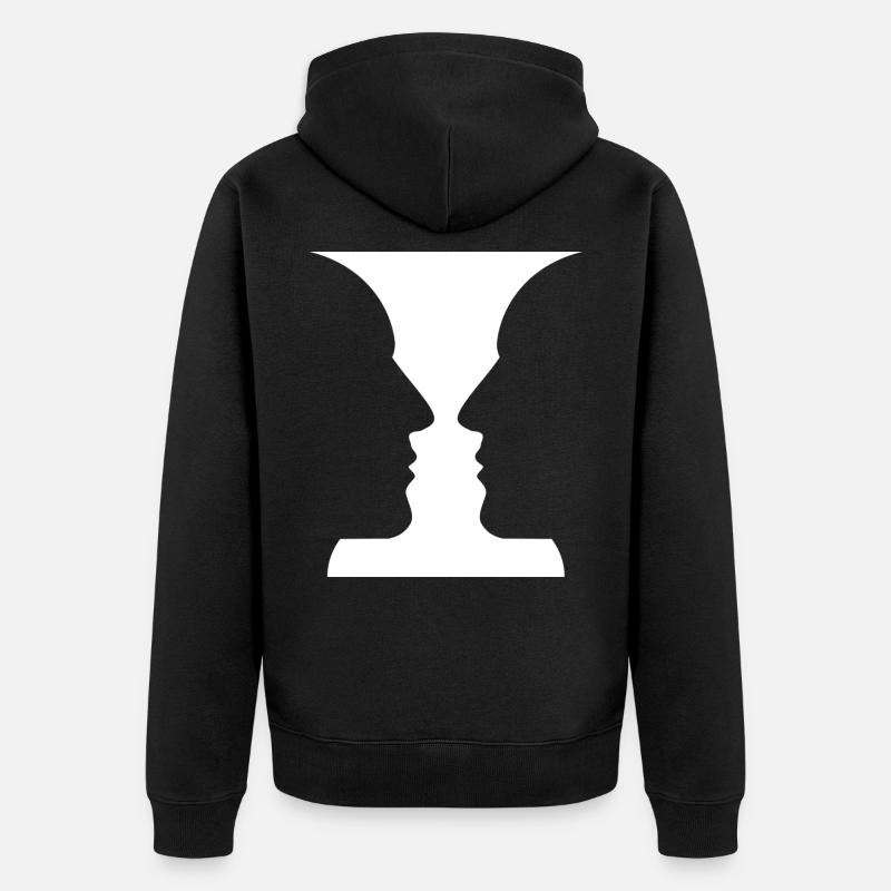 Köpfe oder Vase Optische Täuschung - Unisex Premium Bio Zip Hoodie - Schwarz
