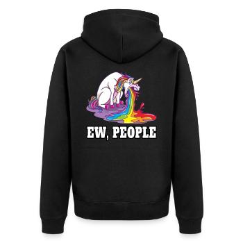 Ew People Einhorn - Unisex Premium Bio Zip Hoodie - Schwarz - Hinten - Nico (187cm)