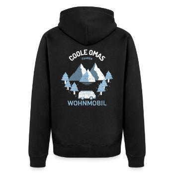Coole Omas fahren Wohnmobil - Unisex Premium Organic Zip Hoodie - black - Back - Nico (187cm)