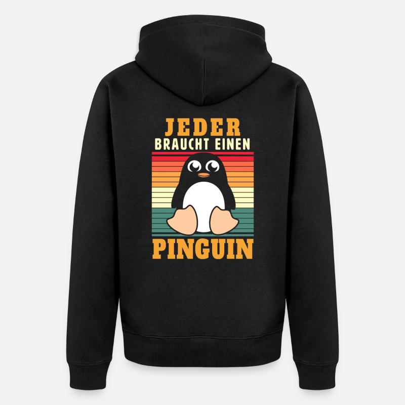 Jeder braucht einen Pinguin - Unisex Premium Bio Zip Hoodie - Schwarz