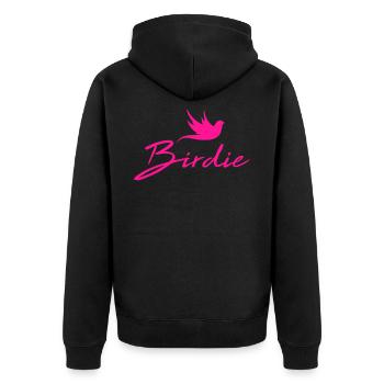 Birdie mag - Unisex Premium Bio Zip Hoodie - Schwarz - Hinten - Nico (187cm)