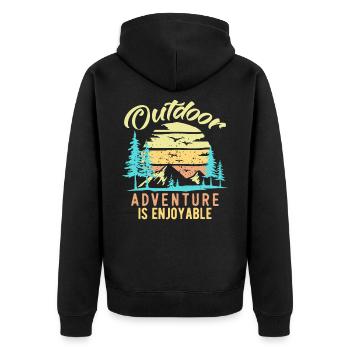 Outdoor Adventure Is Enjoyable Vintage - Unisex Premium Organic Zip Hoodie - black - Back - Nico (187cm)