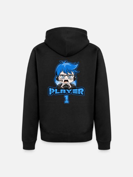 Matchende spillerpar spiller 1 spiller 2 - Premium økologisk unisex-hættejakke - sort