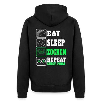 Gamer Gift Eat Sleep Zocken Since 2004 to gamble - Unisex Premium Organic Zip Hoodie - black - Back - Nico (187cm)